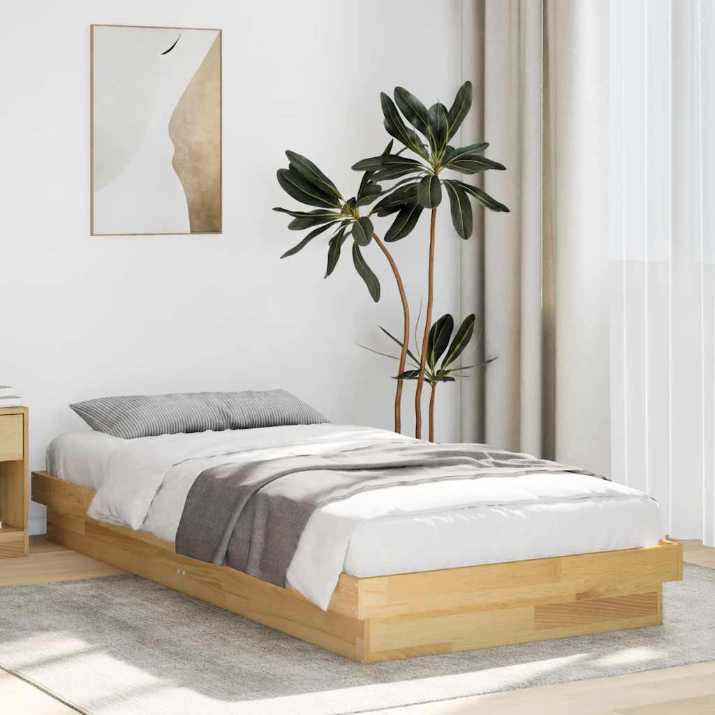 Bed Frame Without Mattress 75x190 cm Solid Oak Wood